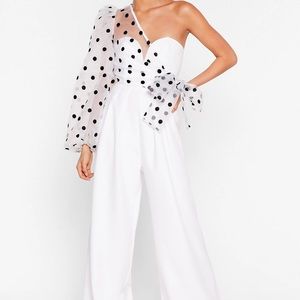 Nasty Gal Catch a Chill Organza Polka Dot Jumpsuit